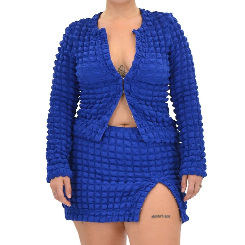 Eckhaus Latta Bubble Cobalt Blue Textured Women's Skirt